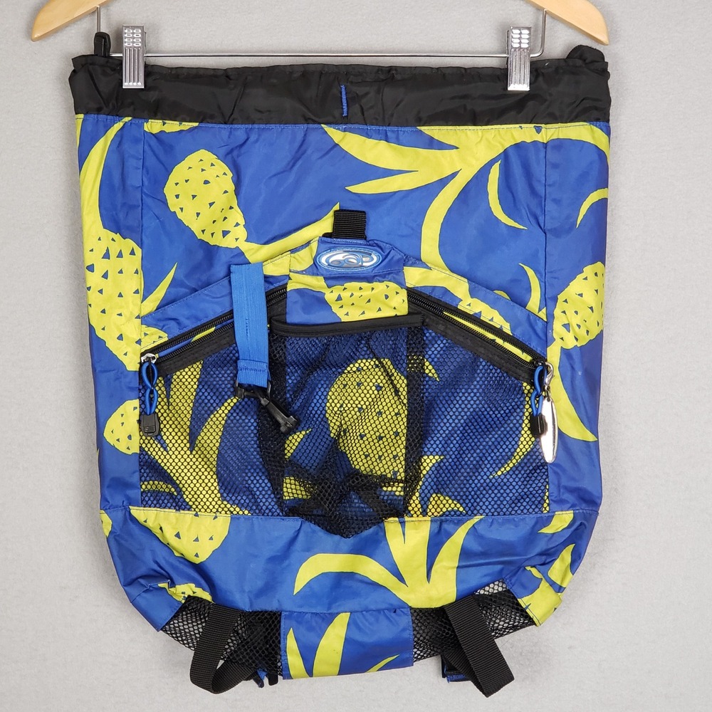 Gap Y2K Wet Bag Beach Tote Bright Blue Yellow Pineapple Vacation Pool Resortwear